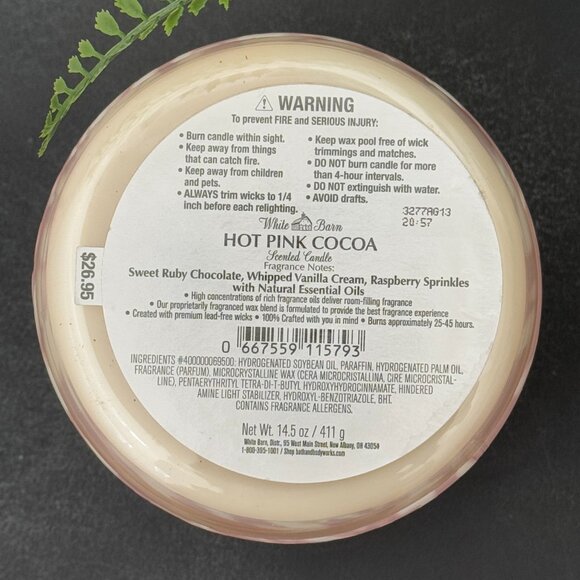 BBW Hot Pink Cocoa White Barn Bath & Body Works 3 Wick Candle - Picture 10 of 10